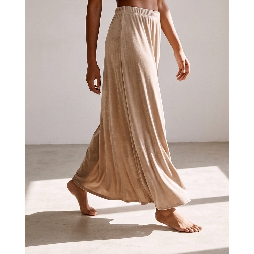 Vikki Vi 3X Vintage 90s Slinky Maxi Skirt Champagne Beige Plus Made in USA‎
